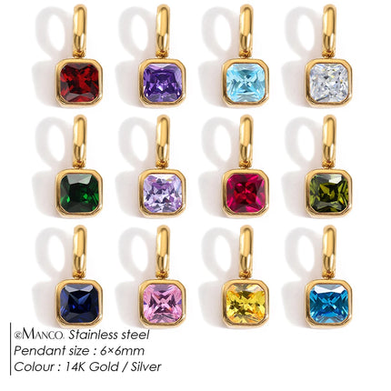 eManco 14K Gold Plated Octagon Metal Charms Stainless Steel Birthstone Pendant  for DIY Necklace Bracelet Jewelry