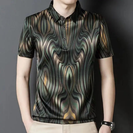 Spring Summer New Fashion Flip Neck Tees Casual Versatile Western Clothing Loose Popularity Simple Commuting Men's Polo Shirts