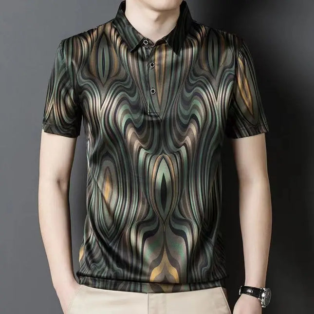 Spring Summer New Fashion Flip Neck Tees Casual Versatile Western Clothing Loose Popularity Simple Commuting Men's Polo Shirts