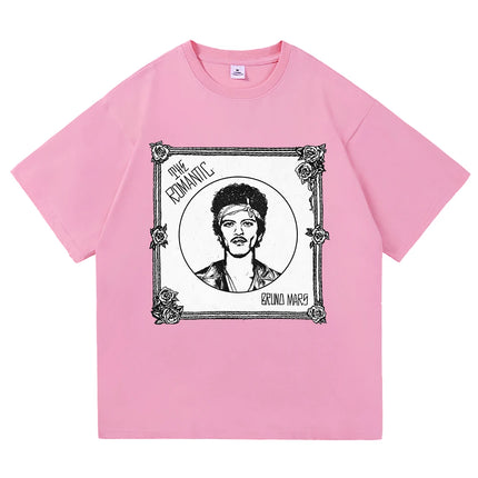 Bruno Mars The Romantic Tee Shirt 2026 New Album Retro Men/women Clothing Harajuku High Quality Tops Cotton TShirts Vintage