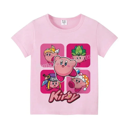 Star Kirbys Summer Short Sleeve Kid Cute T-shirt Colorful Tops Baby Cartoon Fashion Tee Kawaii Game Boy Girl Casual Clothes Gift