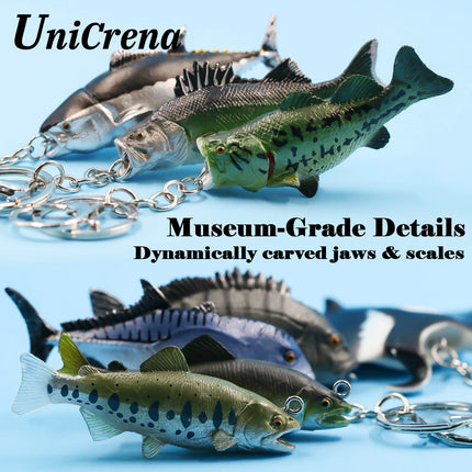 Fish Keychain Creative Handmade Fish Model Key Ring Trout/Snapper/Tuna/Salmon/Bass Keychain Fishing Themed Key Holder Accessory