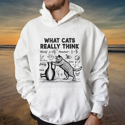 Funny Cat Physics Design Hoodies Math Science Humor Cat Print Sweatshirt Personalized Men Women Casual Streetwear Fashion Hoodie