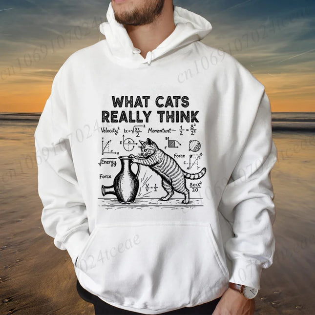 Funny Cat Physics Design Hoodies Math Science Humor Cat Print Sweatshirt Personalized Men Women Casual Streetwear Fashion Hoodie