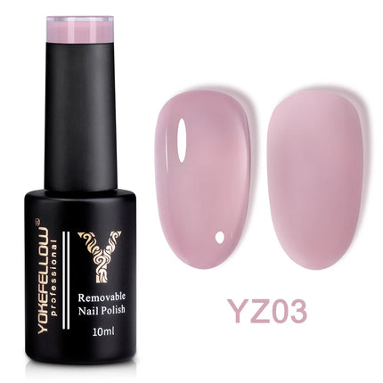 YOKEFELLOW 10ml Jelly Nude Gel Nail Polish High Quality Translucent Pink Nail Gel Varnish Soak Off UV Gel Polish Long Lasting