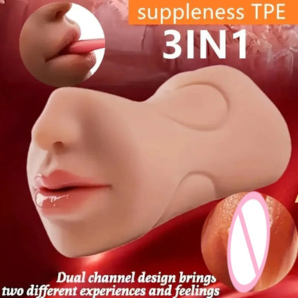 3D Realistic Simulation Light Beige Texture Male Masturbator Adult Products for Men Portable Vaginal Sex Toys Male Sex Toys 18+