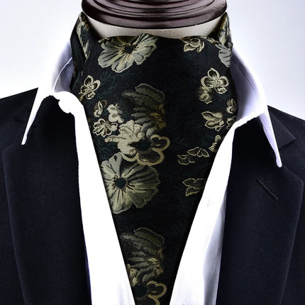 1 Piece Men's Scarf for Spring, Autumn, and Winter, Ascot Retro Floral British Fashion Suit Neck Scarf, Shirt Collar Scarf, Warm