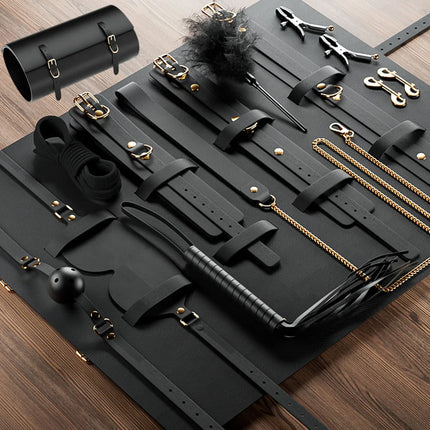 Sexy BDSM Leather Plush Bundle Set, Exotic Sex Toy, Gear Collar, Hip, Oral Erotic Bundle, Eye Mask, Whipping Nipple Clip