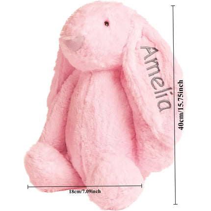 Personalized Cute Plush Bunny Super Soft Custom Stuffed Animal with Embroidered Name on Ear Ideal for Birthday Kid Children Gift