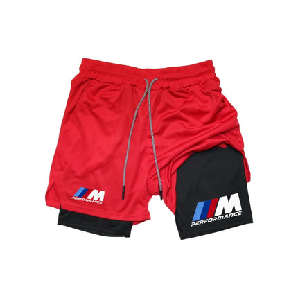 New BMW-style 2-in-1 double-layer men's sports shorts, suitable for fitness, jogging, training, and other sports occasions, high