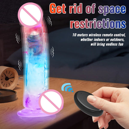 3 Sizes Realistic Jelly Dildo LED Big Dick Vibrator Anal Sex Toys Vibrating Soft G Spot Vaginal Stimulator for Women Gay Adult