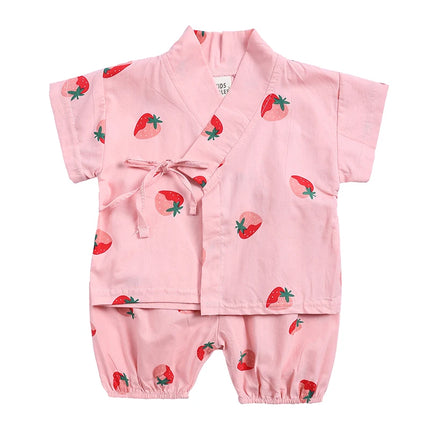2PCS Summer Infant Baby Boy Girl Pajamas Sets for 6-36M Newborn Cartoon Print Top+Shorts Soft Toddler Home Wear Kimono Pyjamas