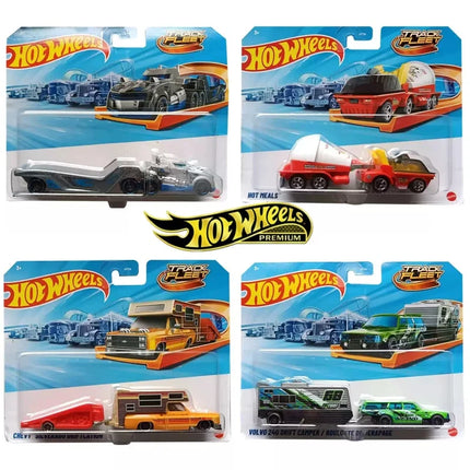 New Hot Wheels Pressure Cast Alloy Car Volv O 240 Drift Camper Transport Trailer Track Fleet Hyt56 Simulation Hobby Model Gift