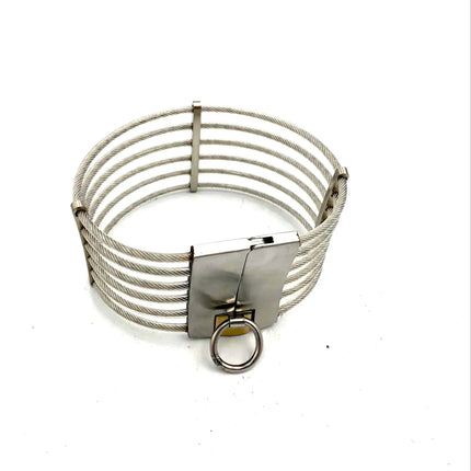 Lockable Stainless Steel Neck Collar Bondage Restraints Wire Chocker Posture Slave BDSM Necklace Metal Collar Adult Sex Toys