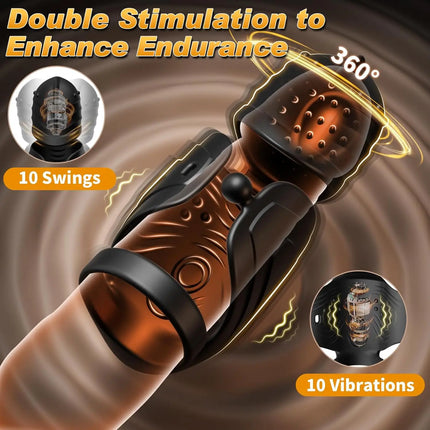 Male Sex Toys Vibrator Masturbators Penis Stroker 10 Vibrating 360° Rotation Blowjob Training Mens Adult Supplies Toys for Men