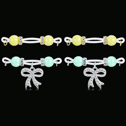 2Pairs Fake Nipple Rings - Adjustable Fit Daily Wear Nipple Nooses - 8mm Candy Beads, Fake Nipple Jewelry Faux Nipple Piercing