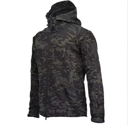 2024 Fall And Winter New Men's Tactical Jacket Sharkskin Soft Shell Windproof Waterproof Jacket Multi-Pocket Warm Men's Clothing