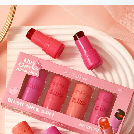 Easy Makeup Jelly Powder Blusher Stick Waterproof Long-lasting Lip And Cheek Color Dual-use Facial Powder Blusher Cream