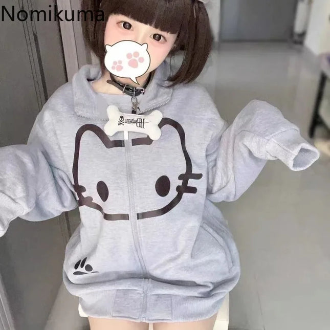 2025 Ropa Mujre Anime Hoodie Jackets Women's Clothing Stand Neck Zipper Cute Y2k Coat Casual Fashion Japanese Sweatshirts Tops