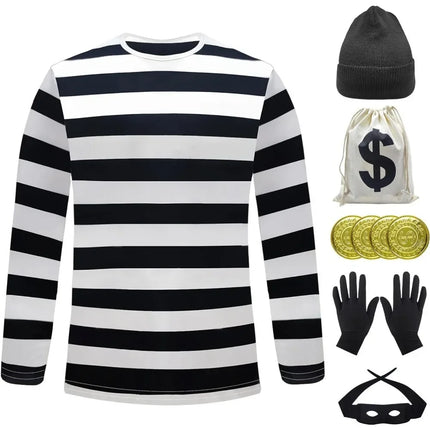 Movie Robber Cosplay Costume Thief Bank Robber Disguise Accessories Set for Women Men Halloween Carnival Party Clothes Role Play