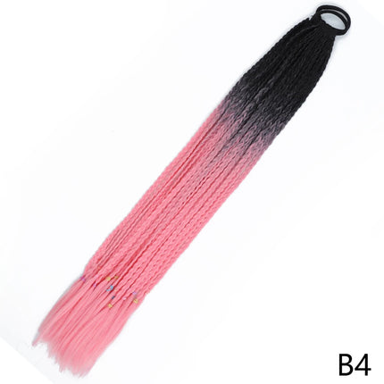 AZQUEEN Synthetic Gradient Color Dirty Braided Ponytail 60CM Elastic Rubber Band Braiding Pony Tail Hair Extensions For Girls