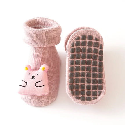 Cute Cartoon Animal Baby Socks for Boy Girl Winter Spring Cotton Bear Duck Anti Slip Soled Newborn Toddler Socks Accesorio Bebe