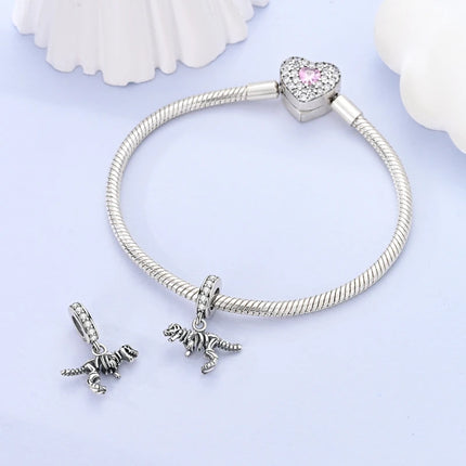 Hot Sale 925 Sterling Silver Sparkling Curled Dragon Charm Fits Bracelet Beautiful Jewelry Accessories Gifts