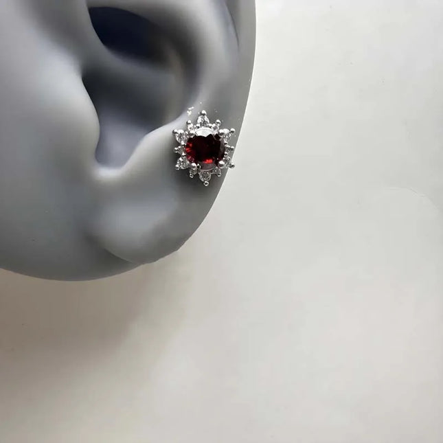 Punk Red Zircon Heart Wings Drop Earrings for Women Men Sweet Cool Metal Crystal Cross Piercing Earrings Y2K Jewelry Accessories
