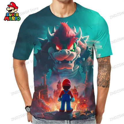 Super Mario T-shirts Parent-child Wear Fashion 2026 Summer Men's Children's T-Shirt Oversize Anime Tops Quick Dry Streetwear Y2k