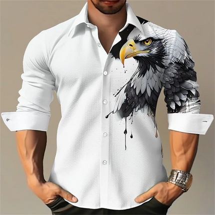 3D printed poker print, high-quality and comfortable men's boutique fashion long-sleeved shirt, trendy printed men's shirt