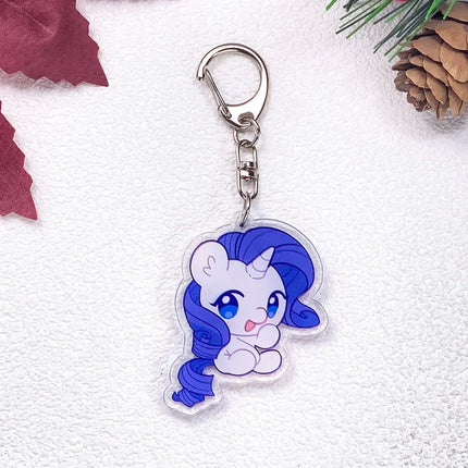 1/5Pcs Cartoon My Little Pony Car Keychain Accessories Acrylic Cute Charms Pendant For Bag Funny Key Holder Backpack Decoration
