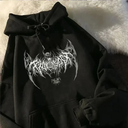 Women's Hoodie Long Sleeve Skull Graphic Print Gothic Tops Female Hoodie for Cool Girls Fashion Punk Style Black Graphic Y2K Top