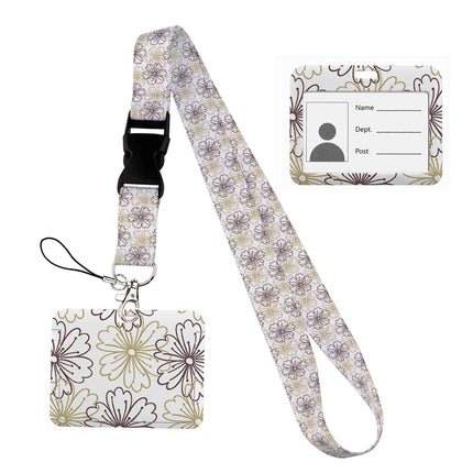 Flower design Lanyard Business Credit horizontal Card Holder Neck Strap Keychain Hang Rope ID Badge Holder Lariat Lasso