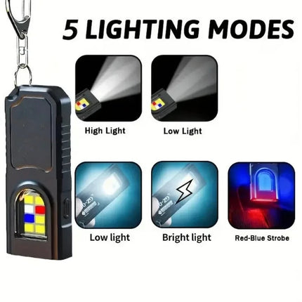 Rechargeable Hanging Work Light Waterproof Keyring Camping Walking Pocket Lamp Powerful Mini COB LED Keychain Flashlight USB