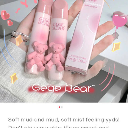 Gegebear Bear Lip Glaze Matte Velvet Lipstick Long-lasting Whitening Lip Cream Lip Mud