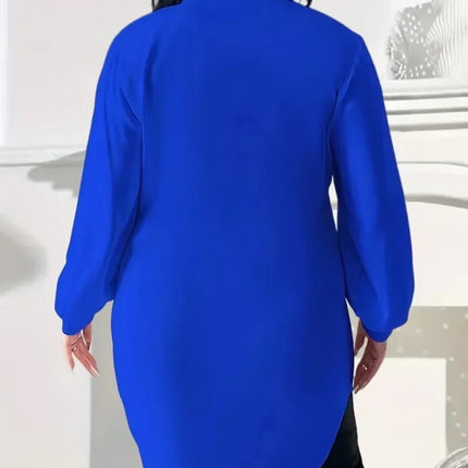 Fashion Spring Summer Plus Size Women Slimming Button Top Women Long Sleeved Solid Color Casual Top Lapel Shirt