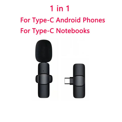 Wireless Lavalier Microphone with Charging Box Audio Video Noise Cancel Record Plug-and-Play Mic for IOS Android