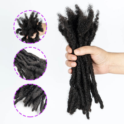 0.6cm Width 4-8 Inch 100% Real Human Hair Inter Loc Extensions Full Handmade Dreadlock Extensions for Men Women Kids Can Be Dye