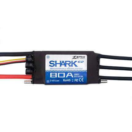 ZTW 32-Bit ESC Shark G2 100A 80A 60A 50A 40A 30A 20A SBEC 5V/6V 8A Brushless Speed Controller for RC Boat Underwater Thruster