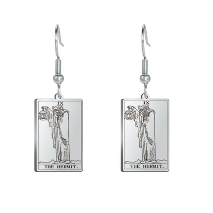Classic Tarot Cards Stainless Steel Drop Earring for Women Sun Moon Star Lovers Divination Tarot Jewelry Birthday Gift