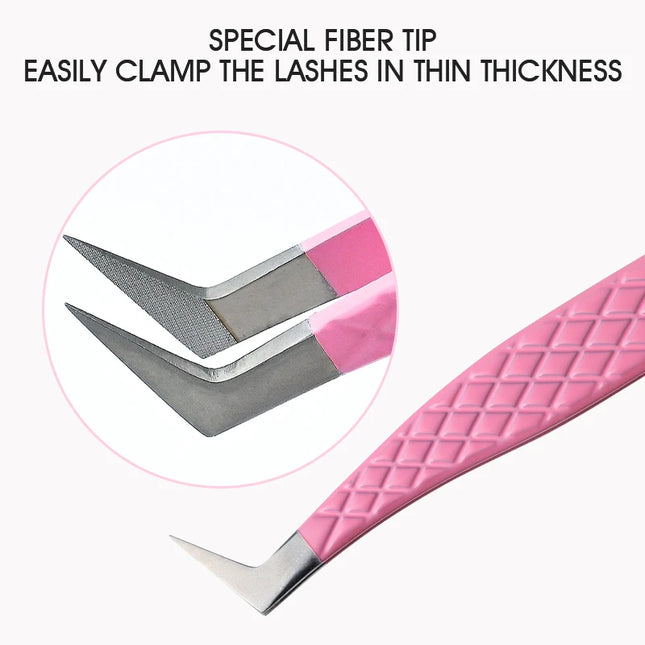Natuhana Rose red Tweezers Stainless Steel  Tweezers High Precision Anti-static Tweezers for Eyelash Extensions Makeup