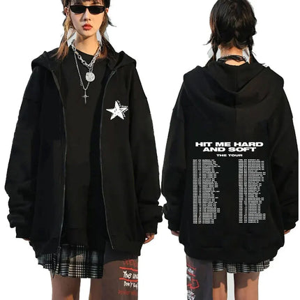 Hit Me Hard and Soft 2025 Tour Zipper Hoodies Fans Gift Men Women Clothing Pullovers Fashion Hip Hop Zip Up Sweatshirts Jackets