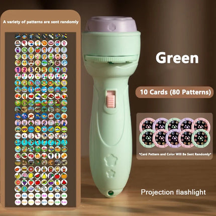Baby Projector Torch 10Cards Cartoon Projection Flashlight 80 Patterns Creative Children Early Education Toy Sleeping Story Book
