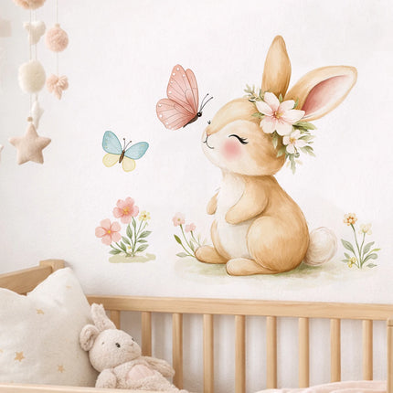Easter Bunny Wall Sticker Cute Rabbit Family Nursery Wall Decals Kids Room Bathroom Vinyl Wall Art Baby Room Decor Spring Easter