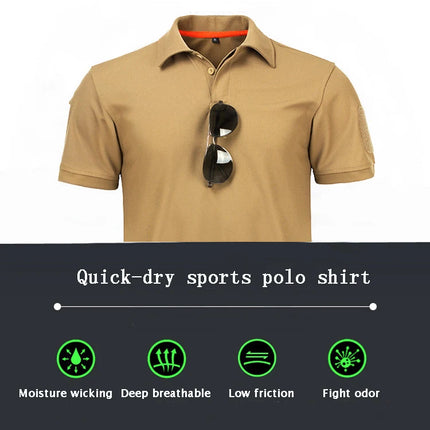 Men's Quick Dry Embroidered Polo Shirts Summer Custom Plus Size Military Clothes Tactical Plain Turn-down Army T-shirts
