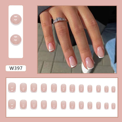 Fresh Flower 24 Pcs Press on Nails Pink Nail polish Glossy Artificial Finger Manicure Reusable False Nails for Women