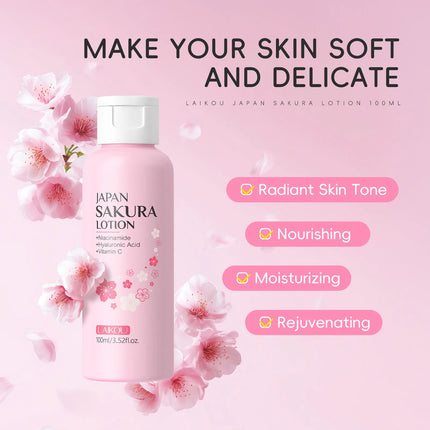 LAIKOU Japan Sakura Lotion 100ml Niacinamide Hyaluronic Acid Vitamin C Hydrating Brightening Moisturizing Face Skin Care
