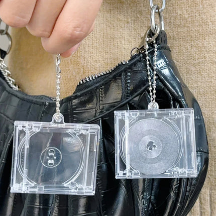 10PCS Peripheral Commemorative Blank Album Mini CD Case DIY Keyring Hanging Decoration CD Player Pendant Key Chains