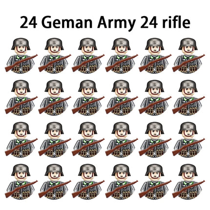 WWII Infantry Military Soldier War National Army Mini Gun Weapon Models Building Blocks Building Blocks Toys for Kids
