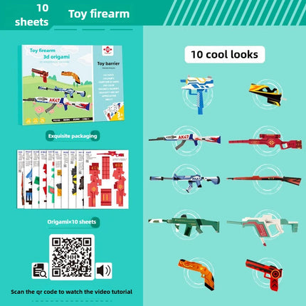 10/36 Sheets 3D Origami DIY Paper Airplane Handgun Educational STEM Toys Craft Kit Enhance Spatial Thinking Gifts